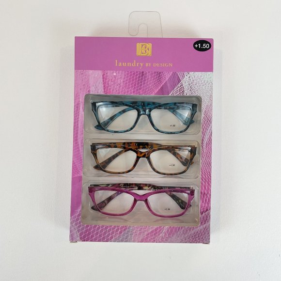 Laundry by Design +1.50 Reading Glasses Animal Print Pink Brown Blue - Picture 1 of 3